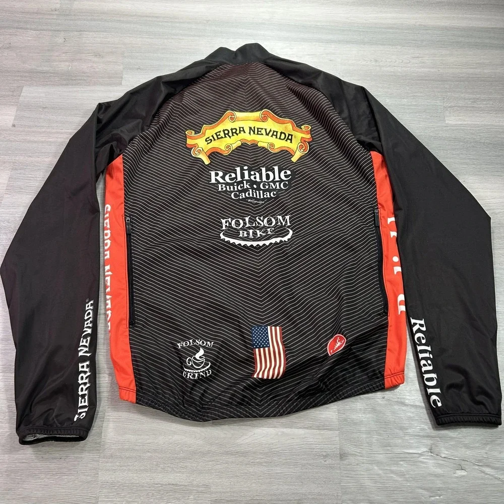 Castelli Cycling Wind Jacket Mens XL Black Sierra Nevada Full Zip USA Logos